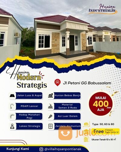 RUMAH PERUMAHAN TYPE 50 60 DAN 80 JALAN PETANI DANAU SENTARUM PONTIANAK