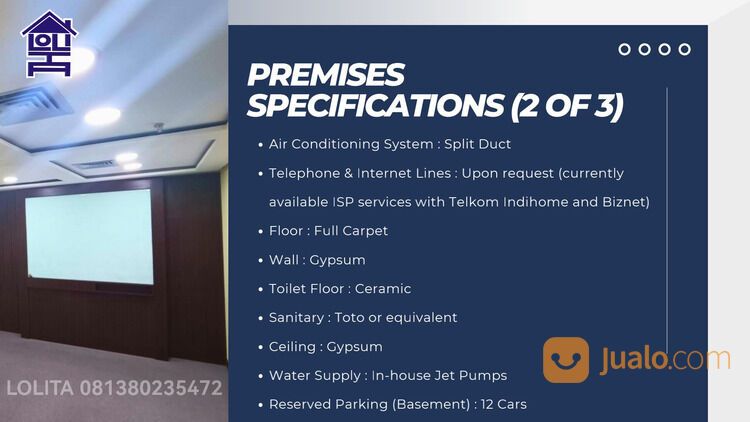 Ruang Kantor Luas 151m di Wisma Amex Melawai Kebayoran Baru Jakarta Selatan