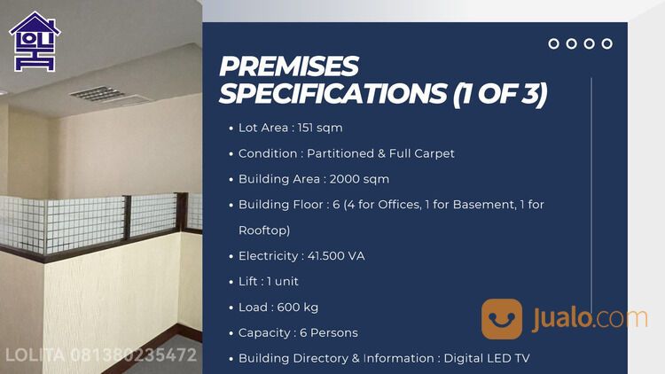 Ruang Kantor Luas 151m di Wisma Amex Melawai Kebayoran Baru Jakarta Selatan