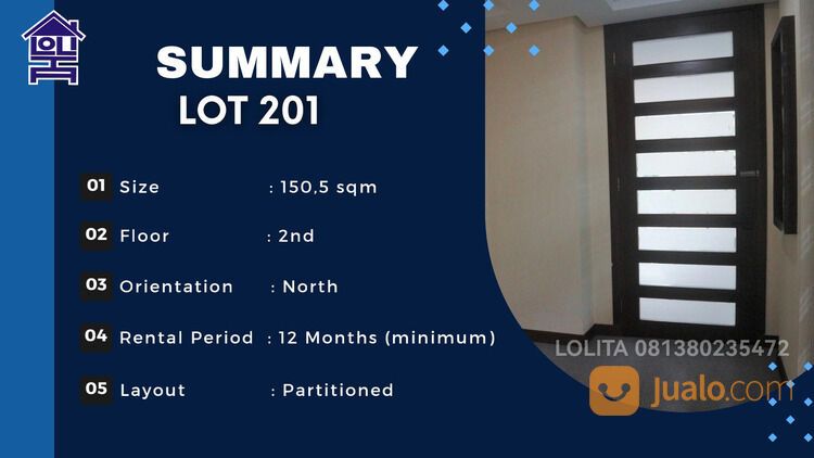 Ruang Kantor Luas 151m di Wisma Amex Melawai Kebayoran Baru Jakarta Selatan