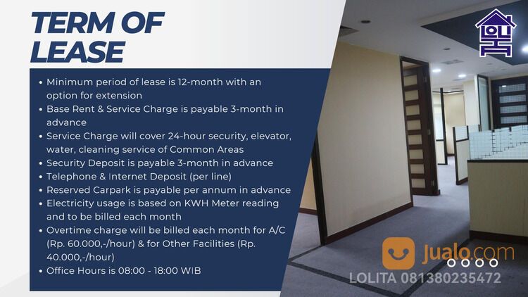 Ruang Kantor Luas 151m di Wisma Amex Melawai Kebayoran Baru Jakarta Selatan