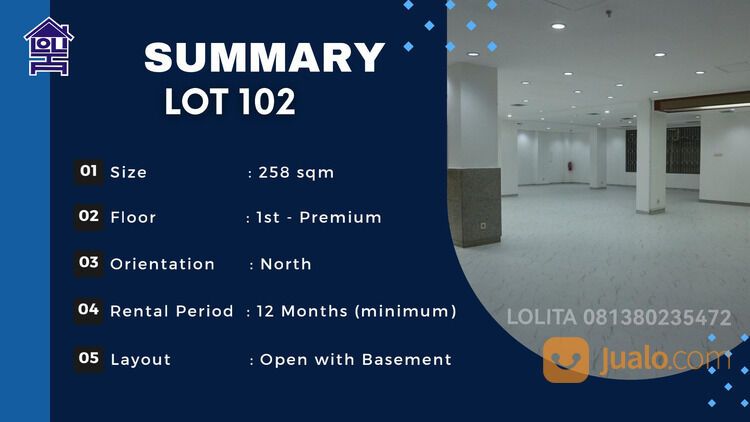 Ruang Kantor Siap Pakai Luas 258m di Wisma Amex Melawai Jakarta Selatan