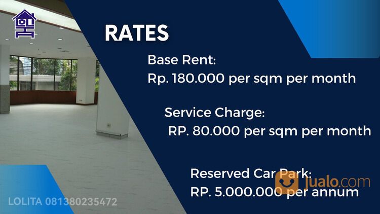 Ruang Kantor Siap Pakai Luas 258m di Wisma Amex Melawai Jakarta Selatan