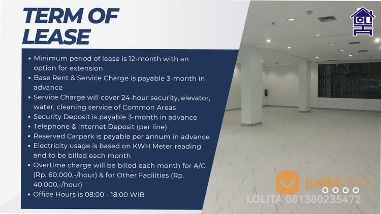 Ruang Kantor Siap Pakai Luas 258m di Wisma Amex Melawai Jakarta Selatan