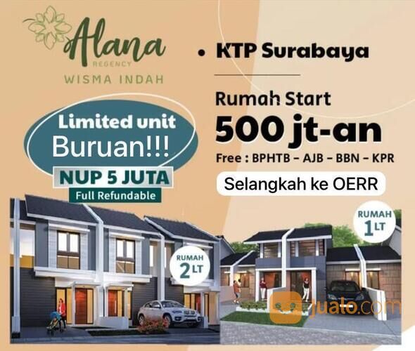 DEKAT MERR RUNGKUT!! Rumah Alana Wisma Indah 500Jtan DP 3,5Jtan BARU!