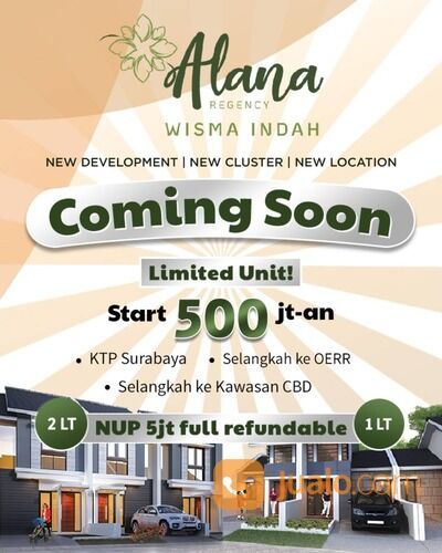 DEKAT MERR RUNGKUT!! Rumah Alana Wisma Indah 500Jtan DP 3,5Jtan BARU!