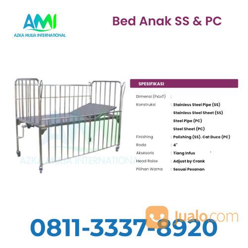 Bed Pasien Anak 1 Crank Stainless Steel / Ranjang Pasien Anak 1 Engkol