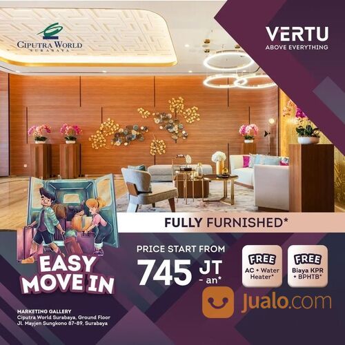 Apartemen Ciputra World Mall Tower Vertu 700Jtan Mewah Full Furnish Connect CW Surabaya