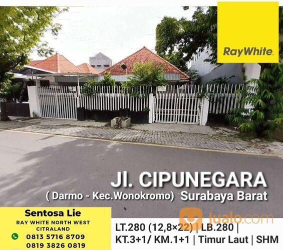 Rumah Jalan Cipunegara - Darmo - Surabaya Dekat Ciputra World Mall , Jalan Indragiri