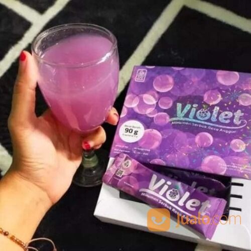 Violet Minuman Serbuk Collagen Rasa Anggur Mencerahkan kulit 1box isi 6 sachet Murah