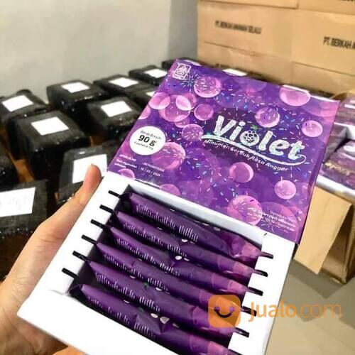 Violet Minuman Serbuk Collagen Rasa Anggur Mencerahkan kulit 1box isi 6 sachet Murah