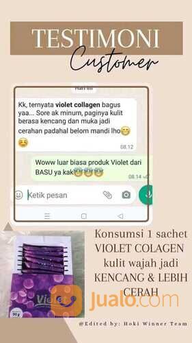 Violet Minuman Serbuk Collagen Rasa Anggur Mencerahkan kulit 1box isi 6 sachet Murah