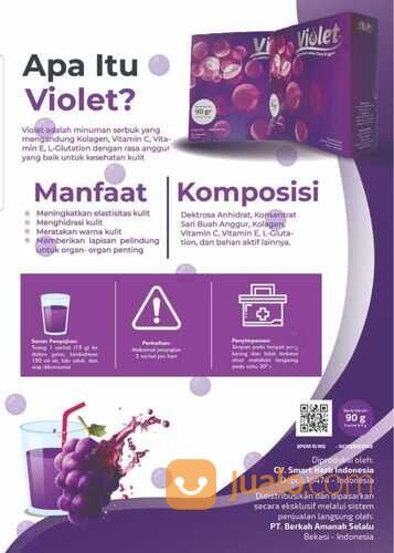 Violet Minuman Serbuk Collagen Rasa Anggur Mencerahkan kulit 1box isi 6 sachet Murah