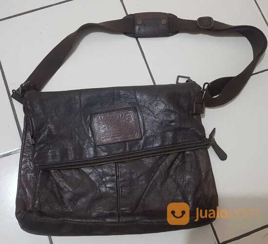Sling Bag Massimo Dutti Original Full Leather Dark Brown