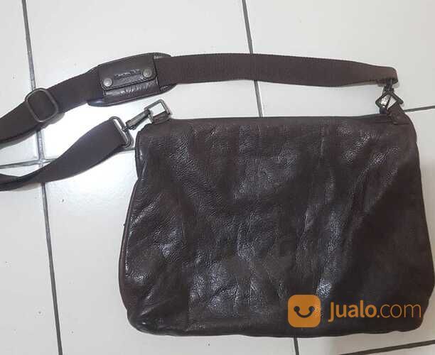 Sling Bag Massimo Dutti Original Full Leather Dark Brown