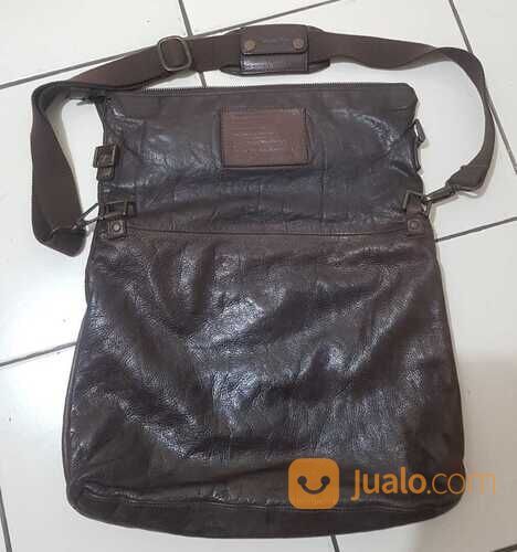 Sling Bag Massimo Dutti Original Full Leather Dark Brown