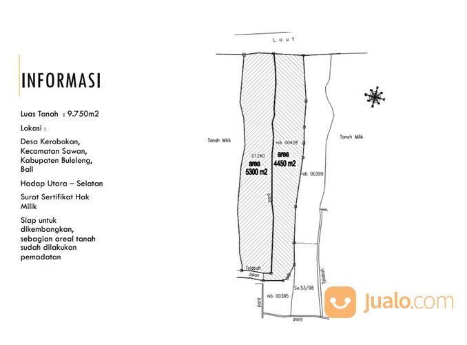 Tanah los pantai di bali desa kerobokan, singaraja