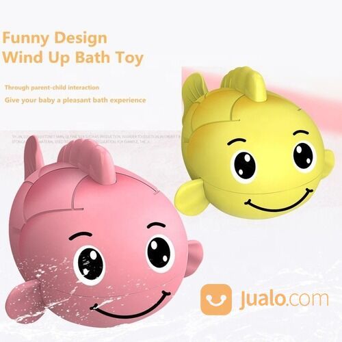 Mainan Mandi Bayi Anak Bentuk Ikan Buntal Pink Kuning Berenang