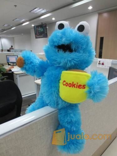 Boneka Monster Cookies Blue serial kartun TV kabel Sesame Street SNI murmer