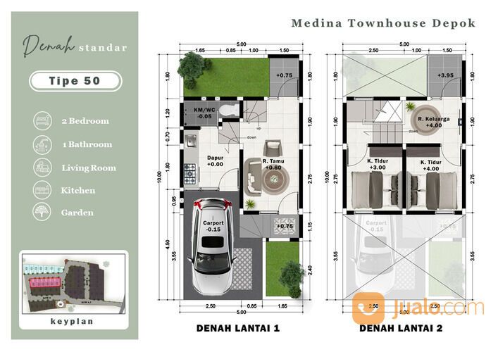 Rumah Syariah 2 Lantai Dekat Stasiun Depok Baru Bersebelahan dengan Puri Depok Mas Sawangan Depok