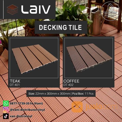 Decking Tile Lantai Kayu WPC Laiv Bongkar Pasang 30cm x 30cm