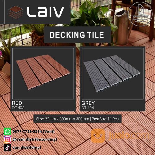 Decking Tile Lantai Kayu WPC Laiv Bongkar Pasang 30cm x 30cm