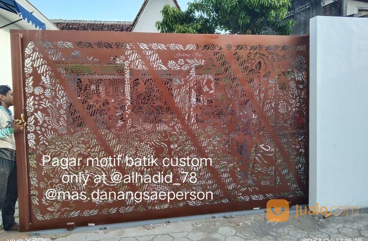 Spesialis Pagar Dorong Laser Cutting Metal Motif Batik