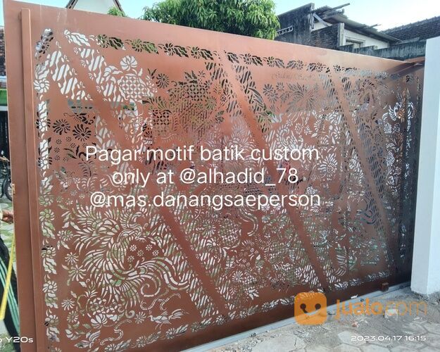 Spesialis Pagar Dorong Laser Cutting Metal Motif Batik