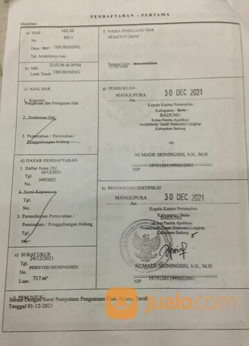 Tanah 16,02 are, Jl. Subak Daksina Tibubeneng Canggu UTARA Kuta Utara