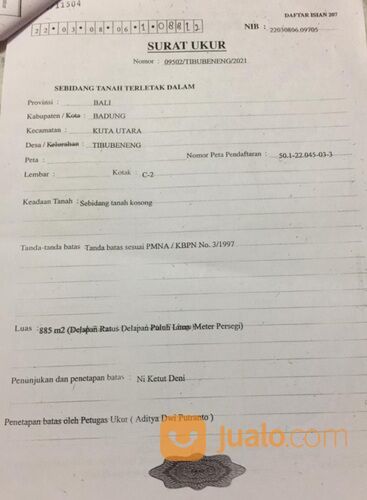 Tanah 16,02 are, Jl. Subak Daksina Tibubeneng Canggu UTARA Kuta Utara