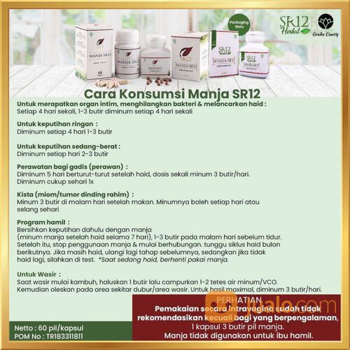 Manjakani SR12 Herbal Skincare Pelancar Haid Merapetkan Miss V BPOM