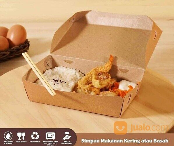 paper lunch box kraft size S kemasan cake, kemasan donat harga per 10