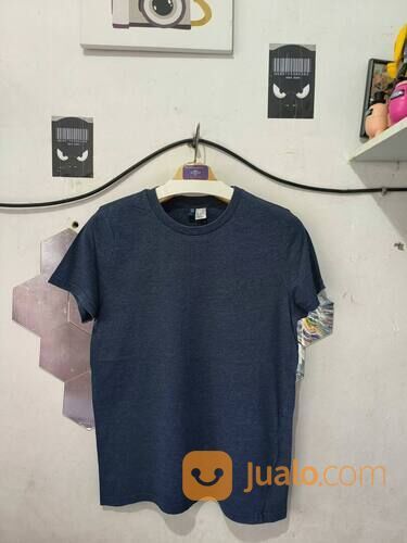 Kaos H&M Biru Denim Polos