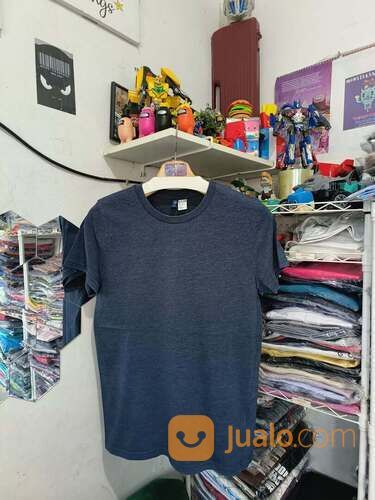 Kaos H&M Biru Denim Polos