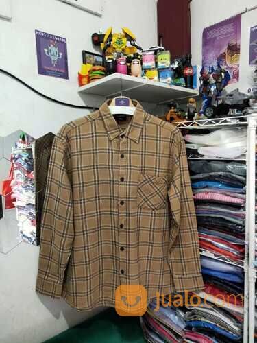 Kemeja Flannel F.Illuminate Coklat Kotak Kotak Kantong