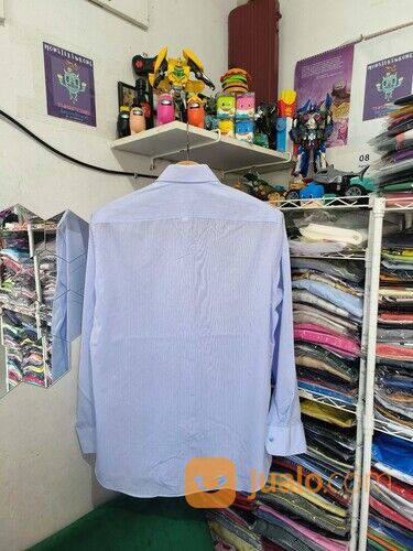 Kemeja Katun Herrbon Biru Muda Polos Kantong