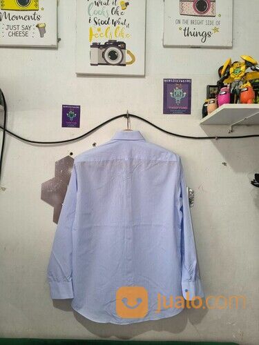 Kemeja Katun Herrbon Biru Muda Polos Kantong