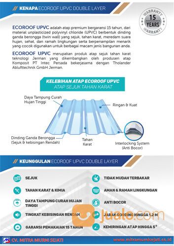 Atap Ecoroof Double Layer warna putih panjang 4 meter | Kota Surabaya Jawa Timur