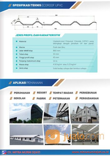 Atap Ecoroof Double Layer warna putih panjang 4 meter | Kota Surabaya Jawa Timur