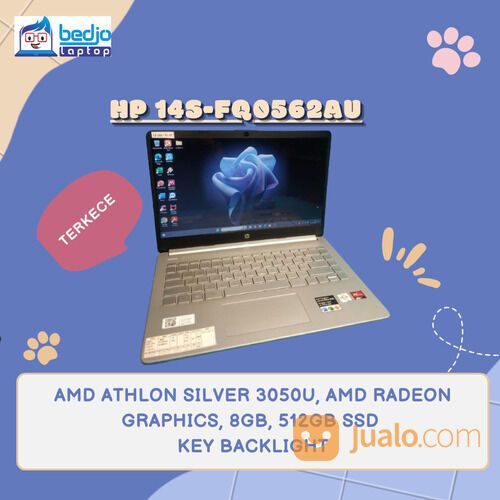 HP 14S-FQ0562AU, AMD ATHLON SILVER 3050U, AMD RADEON GRAPHICS, 8GB, 512GB SSD KEY BACKLIGHT
