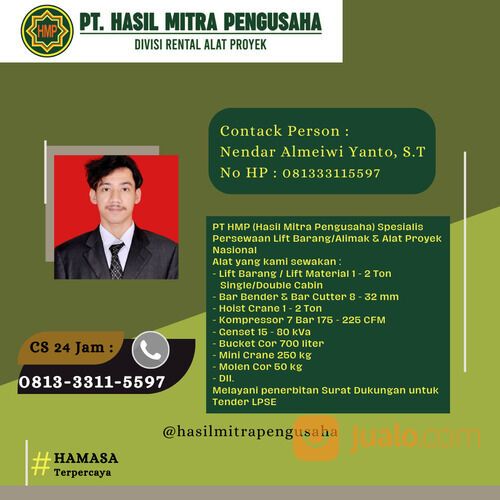 SEWA LIFT BARANG | SURAT DUKUNGAN TENDER BALIK PAPAN | 081333115597