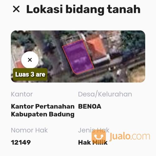 Tanah 3 are FREE BANGUNAN, Jl. Dharmawangsa Kurusetra Kampial Bualu Benoa Kuta Selatan