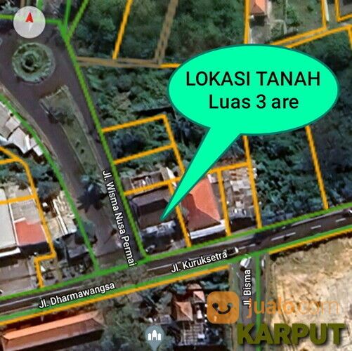 Tanah 3 are FREE BANGUNAN, Jl. Dharmawangsa Kurusetra Kampial Bualu Benoa Kuta Selatan