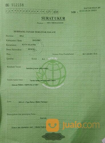 Tanah 3 are FREE BANGUNAN, Jl. Dharmawangsa Kurusetra Kampial Bualu Benoa Kuta Selatan