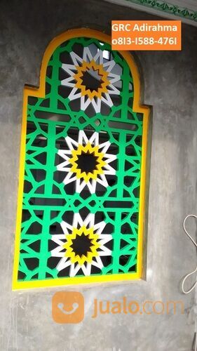 KRAWANGAN JENDELA MASJID UKURAN MENYESUAIKAN MOTIF BUNGA ISLAMI