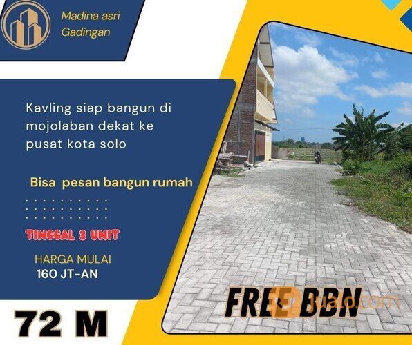 KAVLING SIAP BANGUN DEKAT LAPANGAN TORIYO DI TORIYO JOMBOR BENDOSARI SUKOHARJO