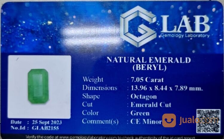 Batu Permata Natural Zamrud Emerald Beryl ZR016 Size Ideal Mewah