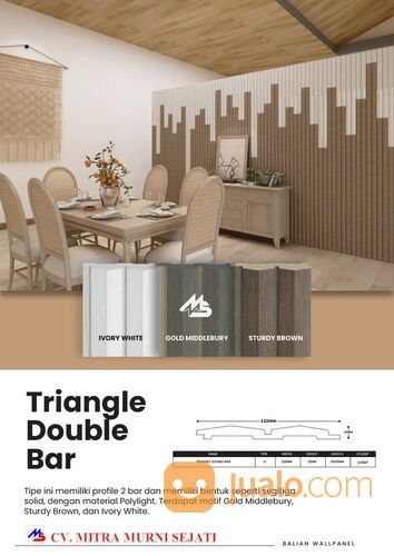 Dinding WPC Balian Wall Panel Triangle Double Bar solid kayu