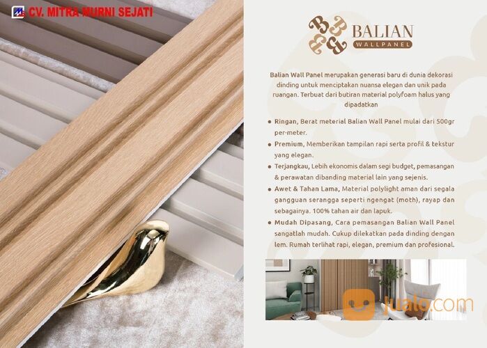 Dinding WPC Balian Wall Panel Triangle Double Bar solid kayu