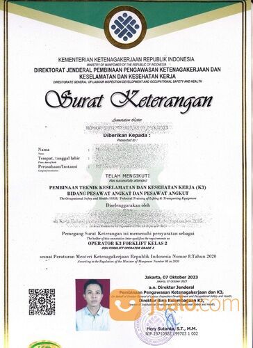 Pembuatan pelatihan Dan Perpanjangan Izin Operator Loader Dan Whell Loader